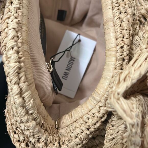 Jason Wu Rose Straw Frame Clutch Bag Tan Beige Natural Beach Coastal Raffia NWT - Picture 11 of 15